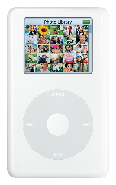 iPod Photo, White (Apple artwork illustration, not a photo of the unit)