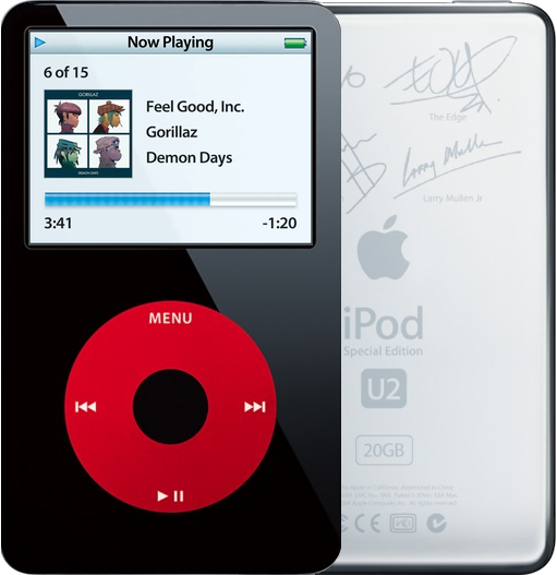 Used 30GB U2 Special Edition Apple iPod Video 5th Generation Refurbished with New Battery (MA452LL/A)