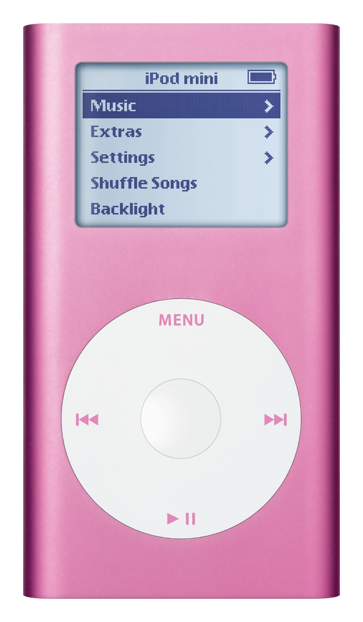iPod Mini 2nd Gen, Pink (Apple artwork illustration, not a photo of the unit)