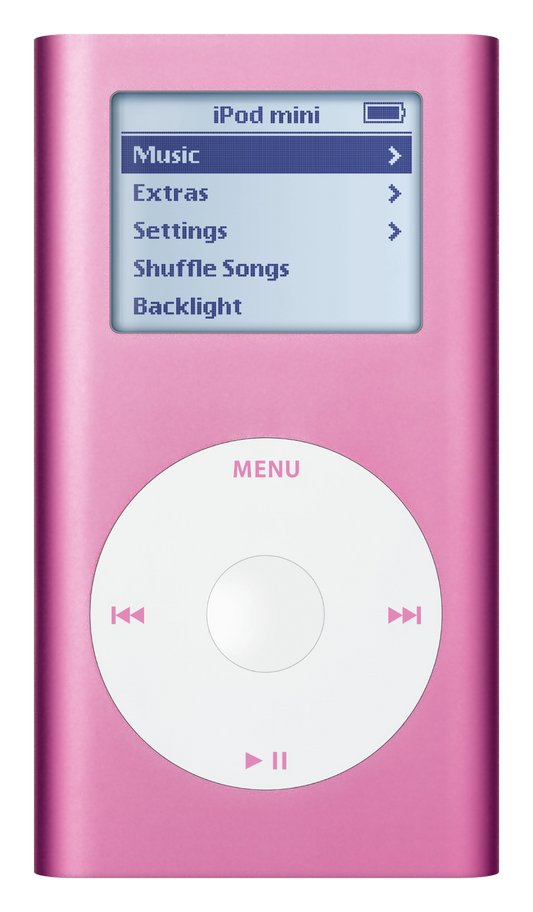 iPod Mini 2nd Gen, Pink (Apple artwork illustration, not a photo of the unit)
