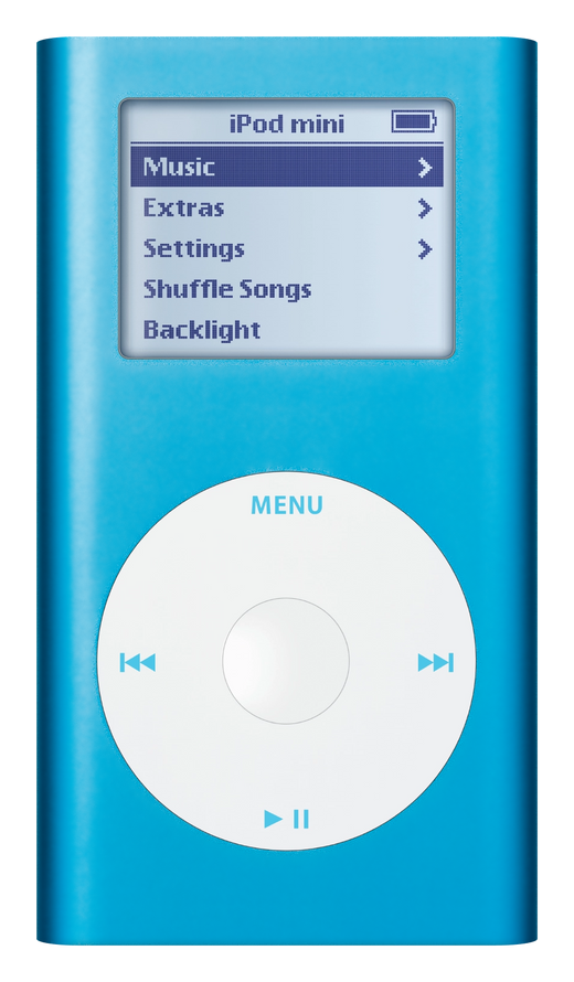 iPod Mini 2nd Gen, Blue (Apple artwork illustration, not a photo of the unit)