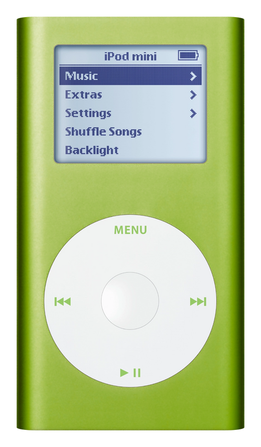 iPod Mini 2nd Gen, Green (Apple artwork illustration, not a photo of the unit)