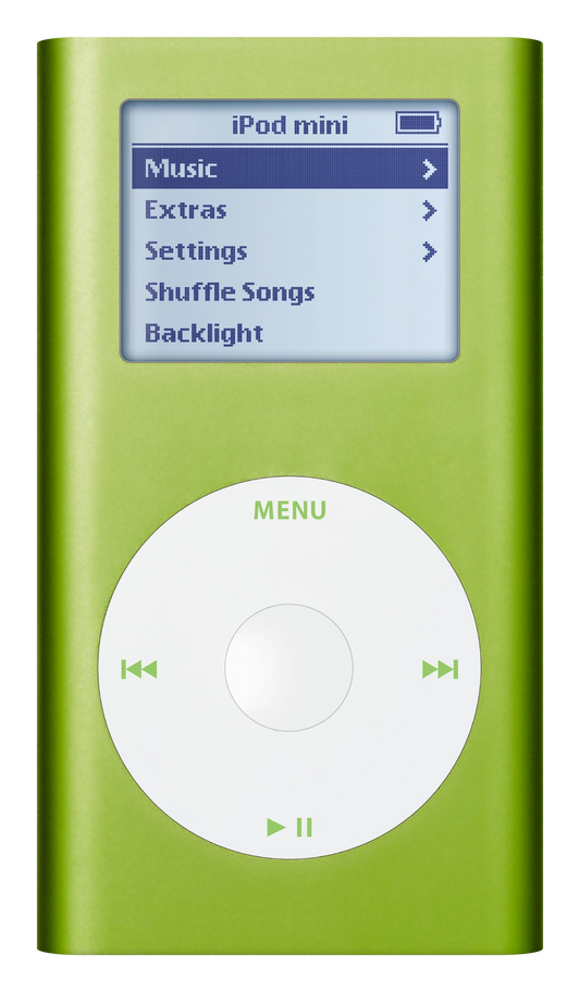 iPod Mini 2nd Gen, Green (Apple artwork illustration, not a photo of the unit)